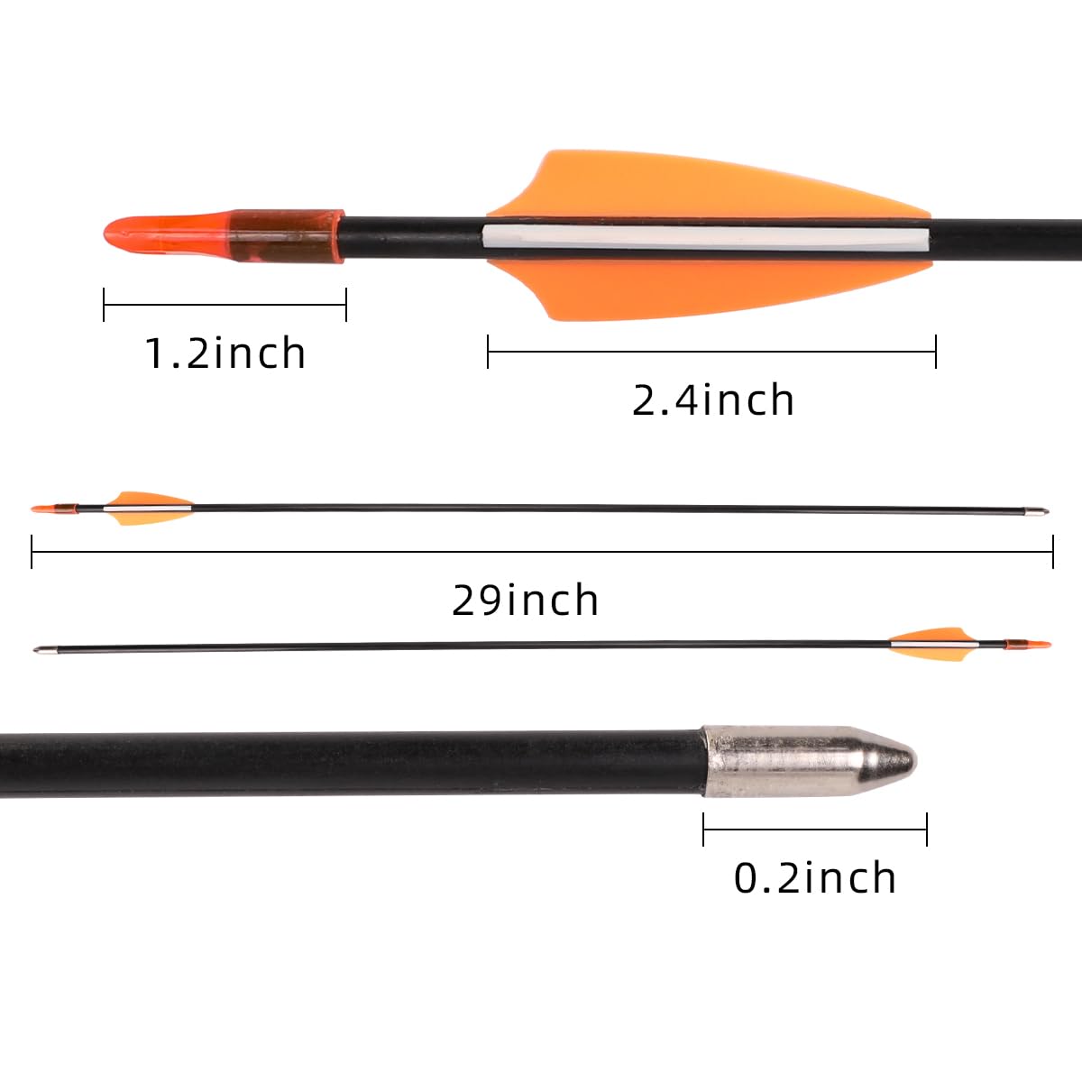 28" Fiberglass Arrows, Archery Practice Target Arrows for Youth Beginners