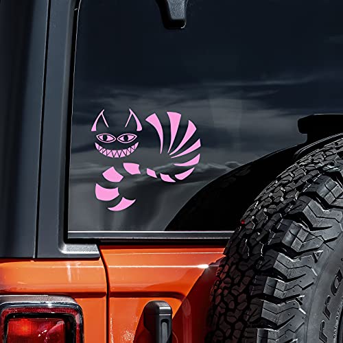 Cheshire Cat Vinyl Sticker Decal - Soft Pink, 5.5" x 5"