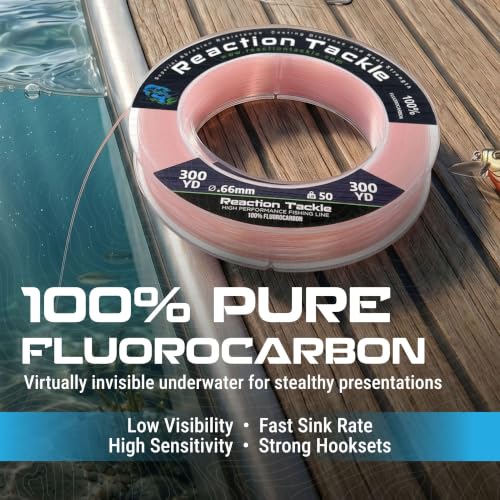 Reaction Tackle 100% Fluorocarbon Fishing Line Clear 80 Lb - 50 Yards