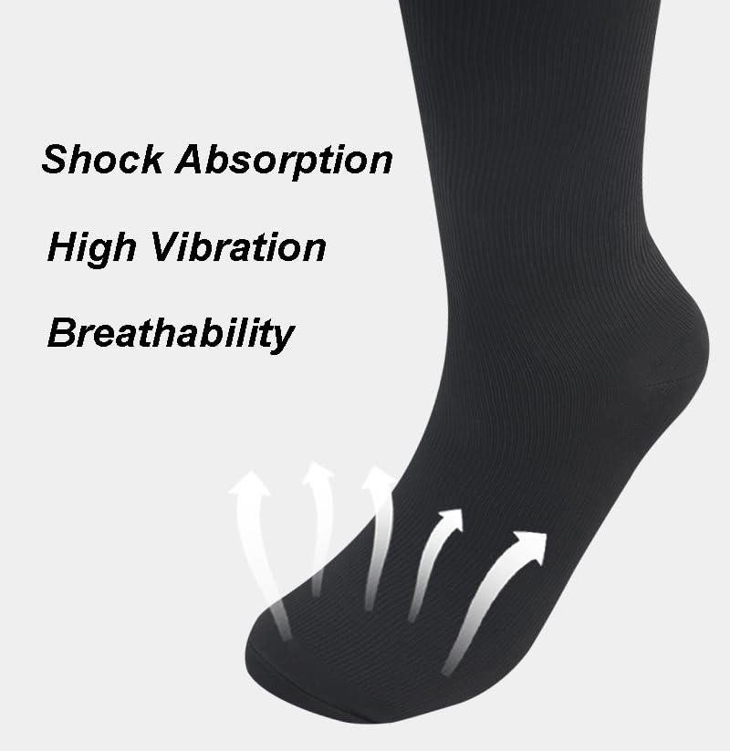 Compression Socks with Zipper - 15-20mmHg Closed Toe - Black, Large