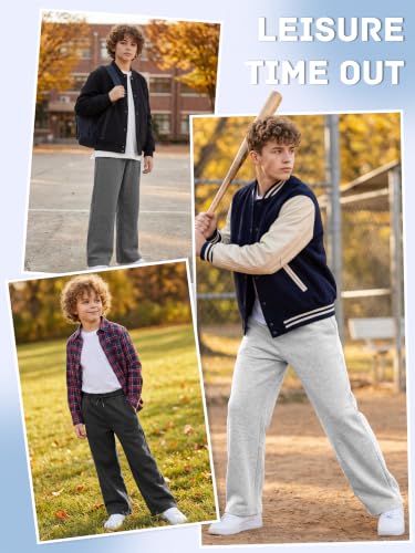 Cooraby Boys Baggy Fleece-Lined Sweatpants 13-14 Years, Black/Dark Grey/Gray/Light Grey, 7-16Y
