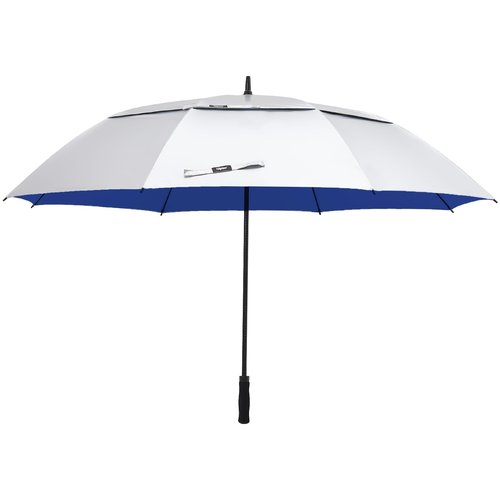 Fulynmen 72 Inch Large UV Umbrellas For Sun Protection UPF50+ Sun Golf Umbrella UV Protection Cooling Windproof Vented Double Canopy Extra Huge Big Size (Silver-Blue)