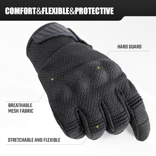 WTACTFUL Black Large Breathable Tactical Full Finger Gloves for Men