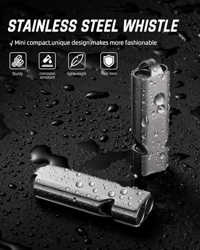 Emergency Whistle Keychain - Loud Stainless Steel (1-Pack)