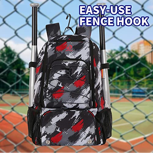 WPole Multicolor Baseball & Softball Bat Bag with Shoe Compartment & Fence Hook for Youth & Adults
