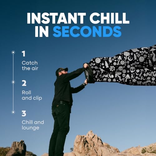 Chillbo Inflatable Lounger Couch Large Black & White Doodle for Camping & Outdoors