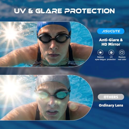 Jisucute Black High-Performance Racing Swim Goggles for Adults