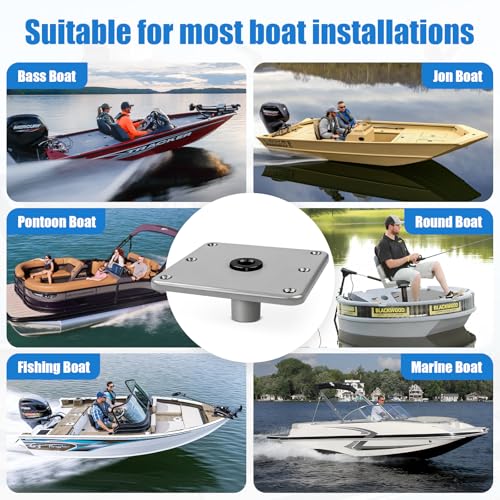 Silver Boat Seat Mounting Base - 7x7 Inch Aluminum Pedestal with 3/4" Lock'N-Pin for Heavy Duty Marine Seat Installation - 2 Pack