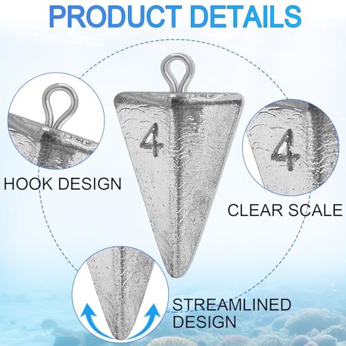 Pyramid Sinkers Fishing Weights - 1oz, 10pcs Durable Lead Sinkers