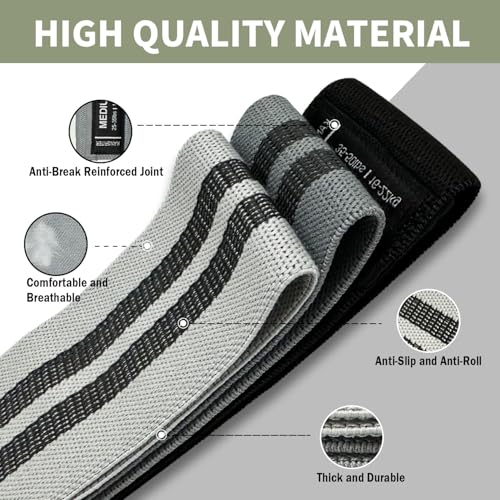KANGFITER Grey 3 Pack Non-Slip Fabric Resistance Bands for Workout