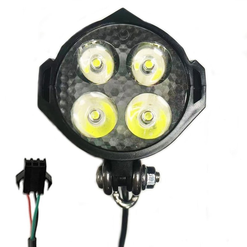 Ebike Headlight 36V-48V Super Bright LED Light for Electric Bike Scooter Mountain Bike Light for Night Riding Waterproof (Long calbe (Plug Holes))