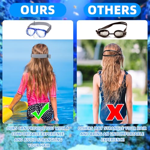 Flutesan Kids Swim Goggles with Nose Cover, 2-Pack, Blue & Black, Waterproof Diving Mask with Earplugs