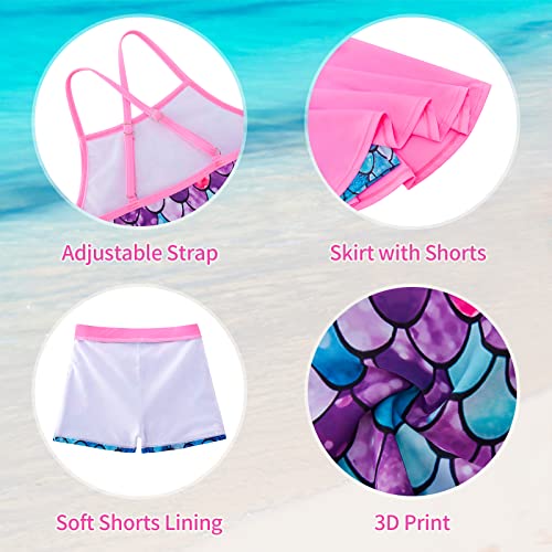 Taubow Girls Tankini Swimsuit 2-Piece Bathing Suit 5-6 Years Pink/Blue