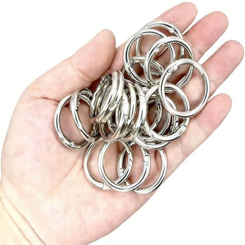20 Pack 0.75 Inch Spring O Rings - Silver Keychain Clips