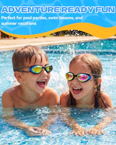 Swim Goggles for Kids - Anti-Fog & Anti-Leak - Black/Gold