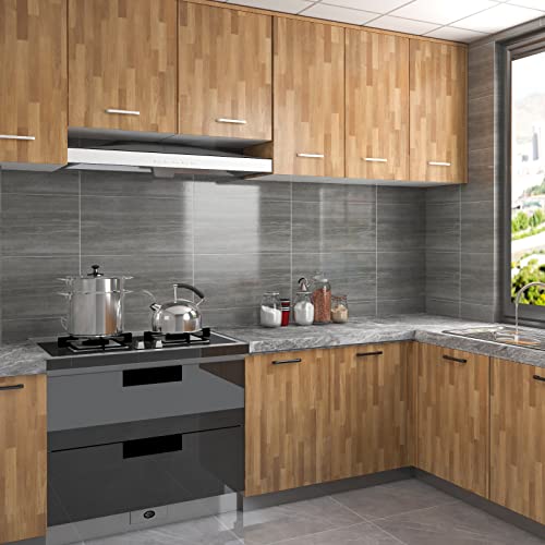 CRE8TIVE Brown Butcher Block Contact Paper for Countertops Waterproof Shiplap Peel and Stick Wallpaper Removable Self Adhesive Wood Contact Paper Vinyl Wrap for Kitchen Cabinets Shelf Liner 12"x80"