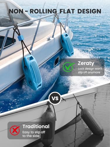 Zeraty 17x8 Inch Blue Solid EVA Boat Fenders No-Deflation Dock Bumper, 2 Pieces
