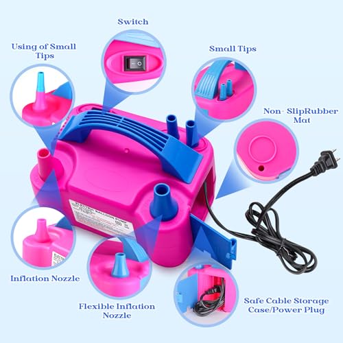 Electric Balloon Pump with Dual Nozzles & Tying Tool - Portable Inflator for Parties