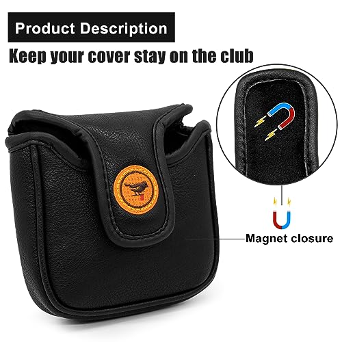 Aliennana Leather Mallet Putter Headcover for Golf Clubs - Birdie Design