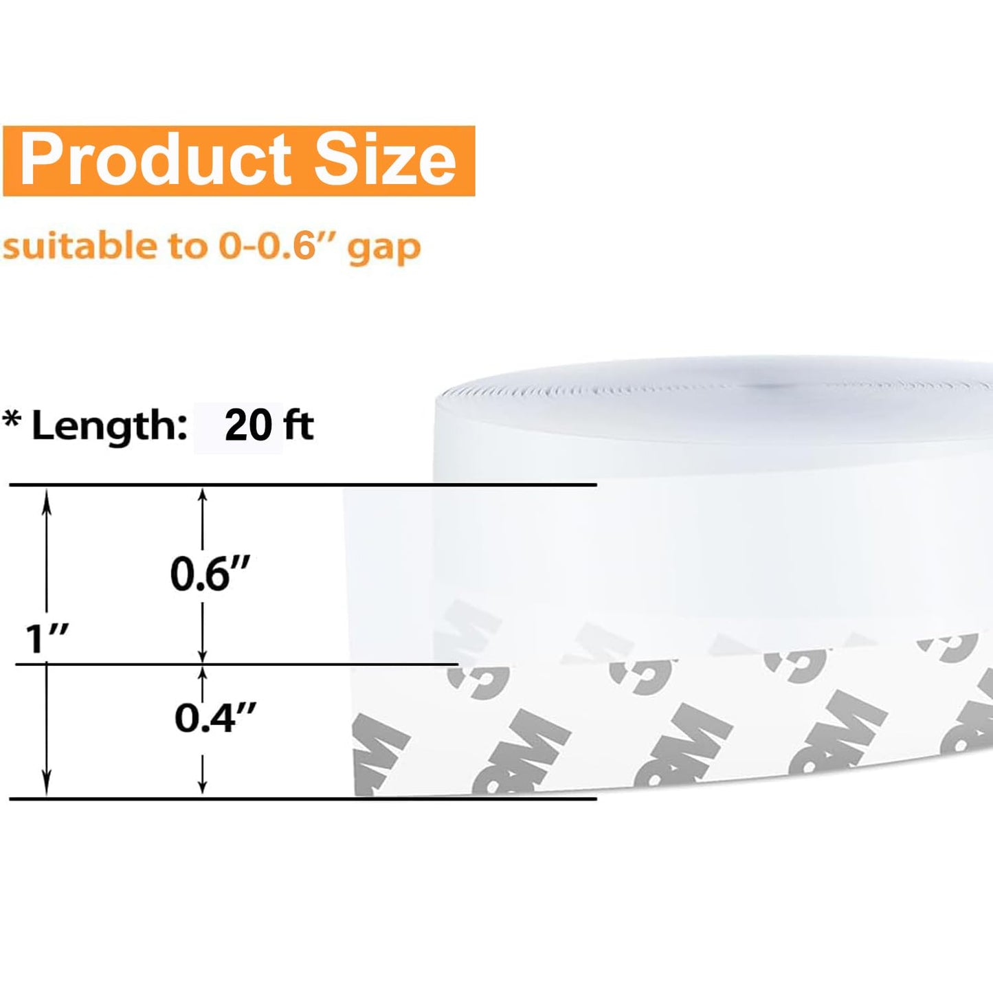 Door Weather Stripping Door Seal Strip Tape,Silicone Door Draft Stopper,Self Adhesive Shower Door Bottom Seal and Door Insulation Strip for Door Frame Windows and Glass Gaps 20 Ft (Transparent, 25mm)