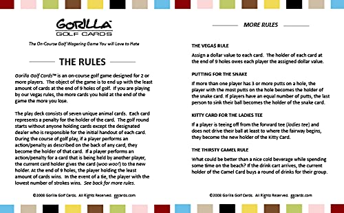Gorilla Golf Cards with Hang Bag (Black) : The On-Course Golf Betting Game