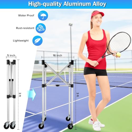 Tennis Ball Cart with 150-Ball Capacity & Silent Wheels