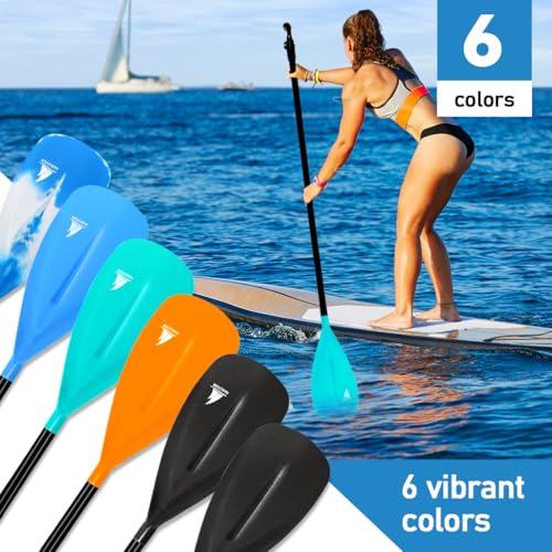 Adjustable Aluminum SUP Paddle - 3-Piece Turquoise Paddle for Water Sports