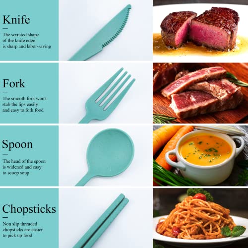 Reusable Travel Utensils Set - 4 Color Portable Cutlery Case