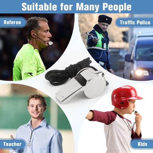 Stainless Steel Coach Whistle with Lanyard - 1 PCS