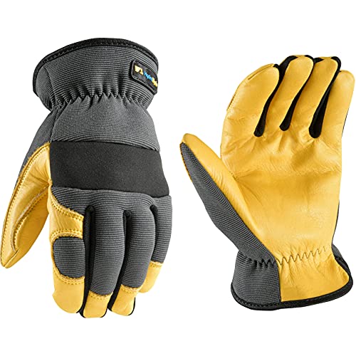 Wells Lamont Men's Slip-On HydraHyde Work Gloves ? Water-Resistant Leather for Gardening, Landscaping ? Reinforced Fingertips, Breathable Spandex ? Durable, Comfortable, Flexible ? Gray - XL