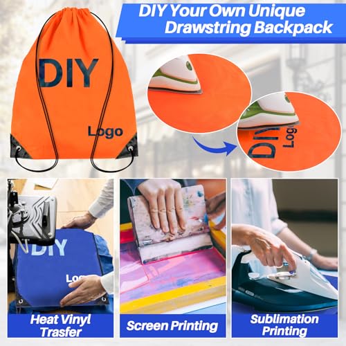 Waterproof Drawstring Backpacks - 6-Pack Cinch Gym Bags