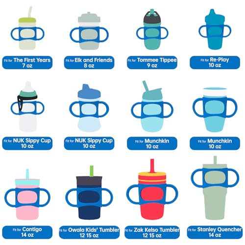 Silicone Tumbler Handles for Kids' Cups - Blue & Green - 2 Pcs