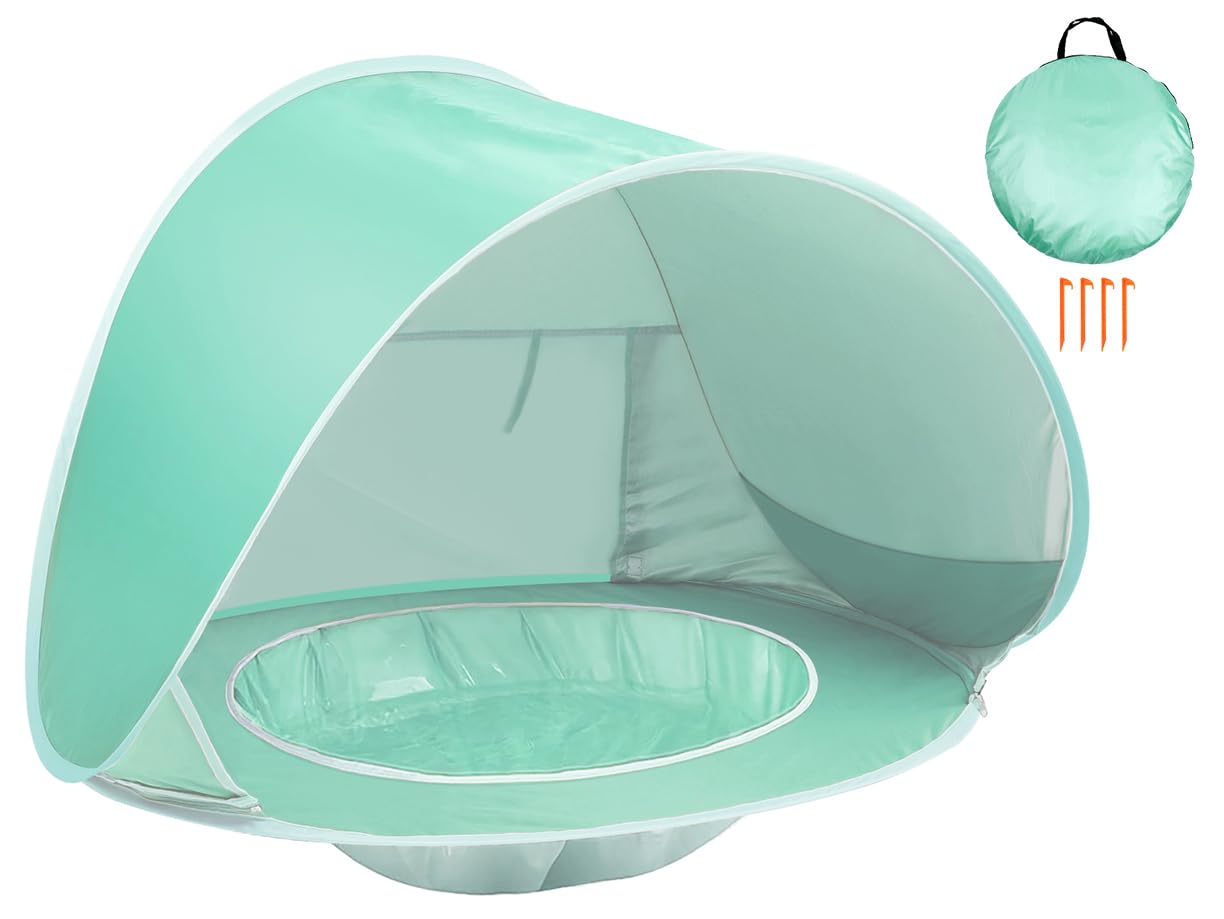 Kapeazo Baby Beach Tent with Pool, Portable UV Protection Sun Shelter for Infant, Pop Up Instant Beach Tent for Baby