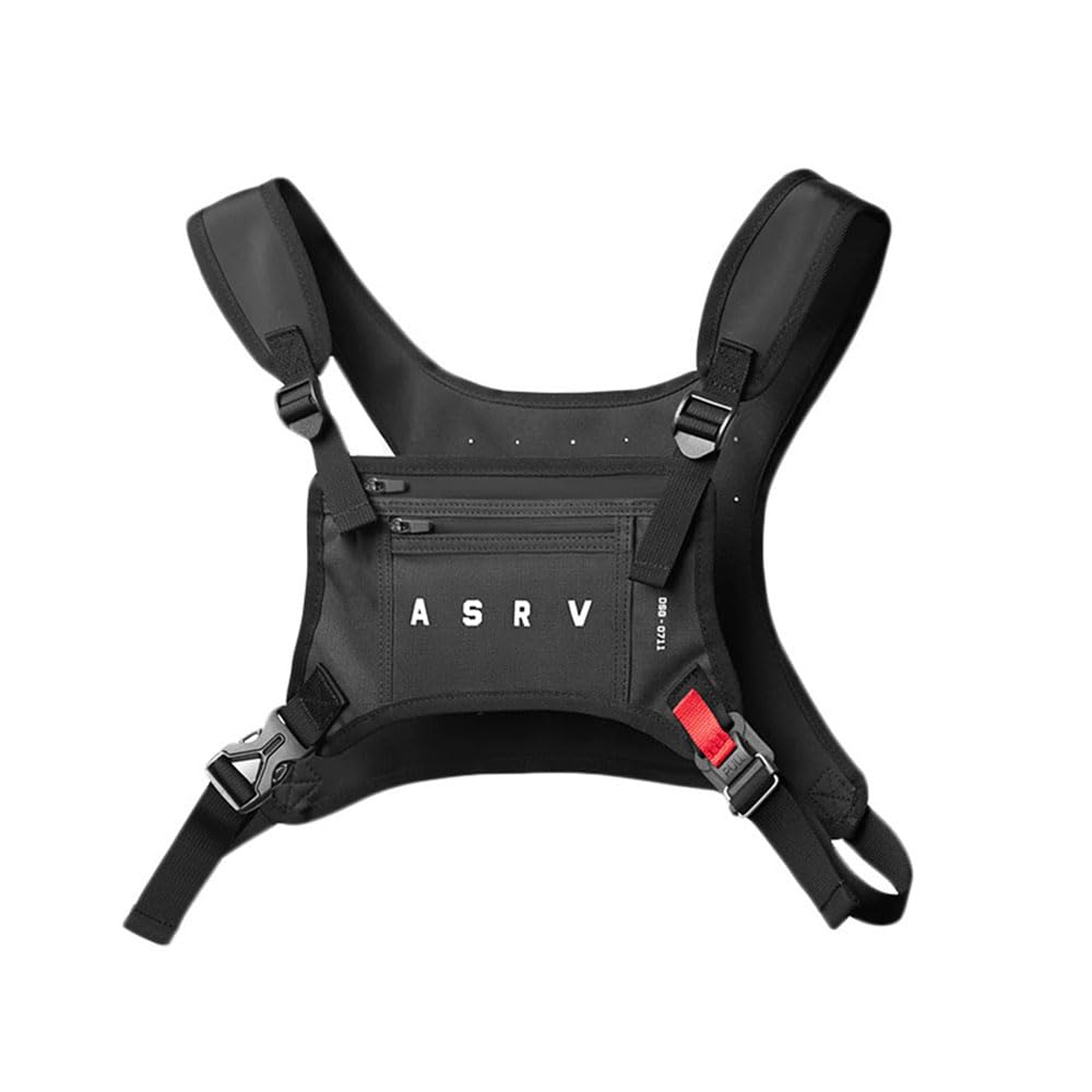 Sports Chest Bag for Men Water Resistant Lightweight Front Chest Pack Running Vest Chest Phone Holder (Black)
