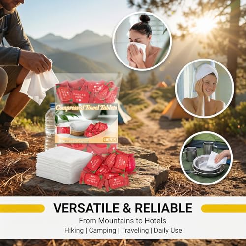 40PCS Compressed Towel Tablets - Travel-Friendly Disposable Towels