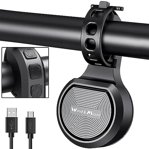 Wind&Moon Electric Bike Bell - 80-130dB Adjustable Waterproof Horn with Remote, 1 Tone
