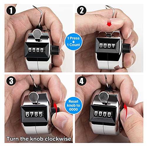 4-Digit Hand Tally Counter - Durable Metal Clicker - 1 Piece