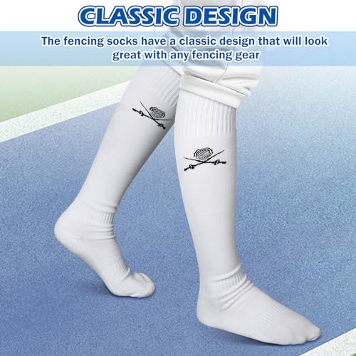 Knee High Fencing Socks - 5 Pairs White Cotton Protective Gear