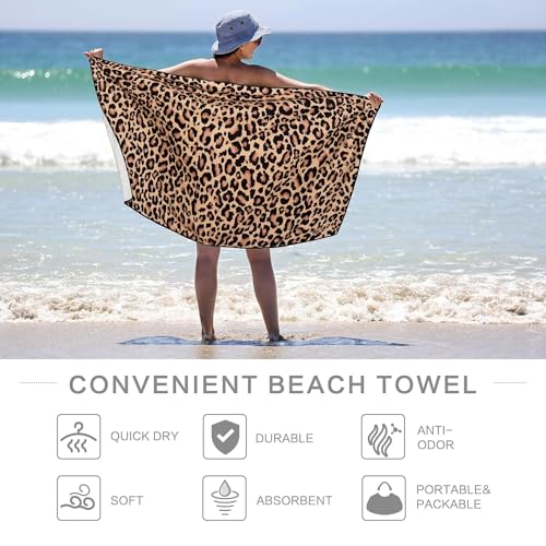 Lokigo Leopard Microfiber Beach Towel 60x30 Inch Sand-Free & Absorbent - Variation Leopard2