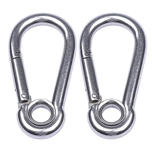 3/8'' Stainless Steel Snap Hook Link M10 Carabiner Clip with Eyelet, 650lb Load, 4 Inch Variation