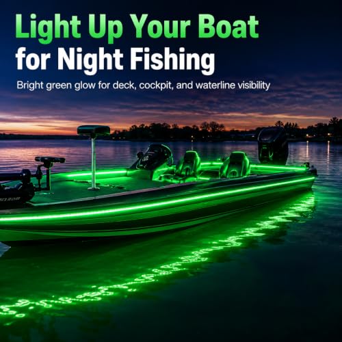 Seaponer 5m Green LED Boat Light Strip for Pontoon, Kayak, Duck, Sail, Marine - 12V Waterproof Decor Lighting