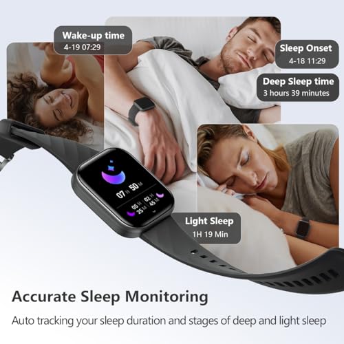 Health & Fitness Tracker Smart Watch with Heart Rate & Blood Pressure - Black