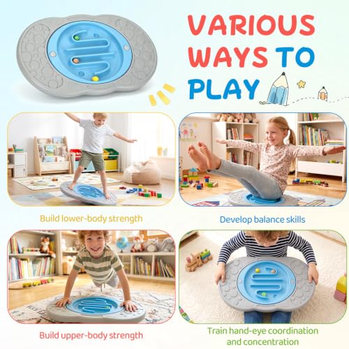 Kids Balance Board with Maze & Balls, Sensory Wobble Trainer for 3-12 Years