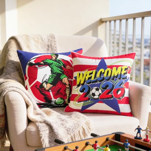 Soccer Pillow Covers - FIFA World Cup 2026 Decor - Blue