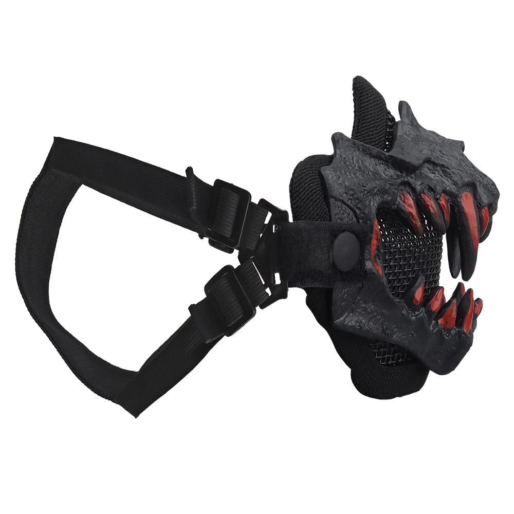 ATAIRSOFT Skeleton Skull Devil Half Face Tactical Airsoft Mask w/Two Layers for Hunting Masquerade Party Cosplay Props Cool Halloween (Standard Version, 01-BK)