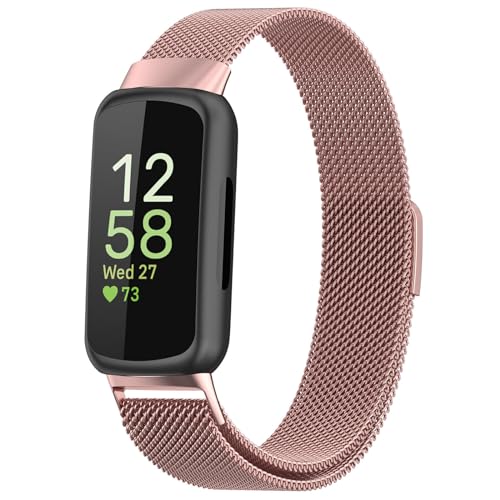 Stainless Steel Magnetic Fitness Tracker Band for Fitbit Inspire 3 - Adjustable Replacement Strap