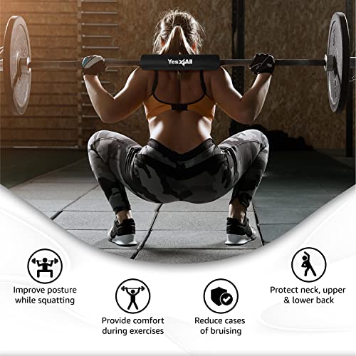 Ergonomic Foam Bar Pad - Olympic Barbell Squat & Neck Pad - Black
