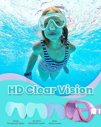 Seago Kids Swim Goggles with Nose Cover - Purple & Green, 6-14 Years