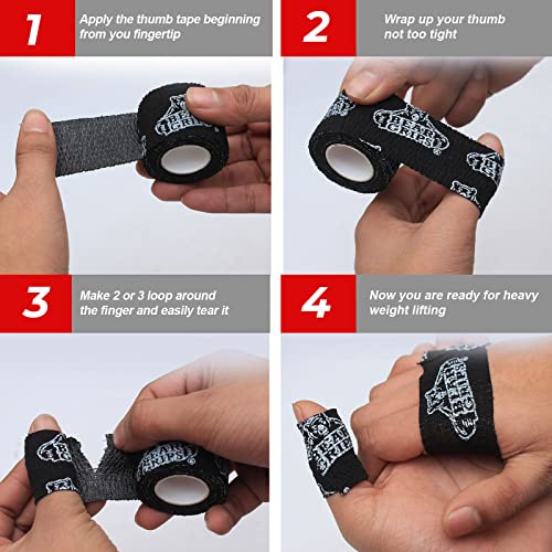 Bear Grips Black Weightlifting Tape | Thumb and Wrist Support, 3-Pack