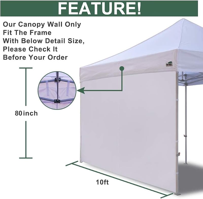 Eurmax SunWall Side Wall for 10x10 Canopy - Black, 1 Pack, Instant Setup